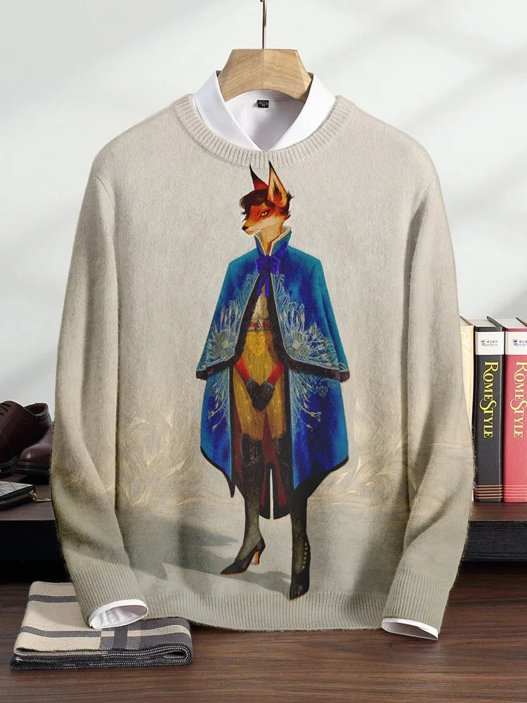 Men's Fox Warrior Print Knit Sweatshirt