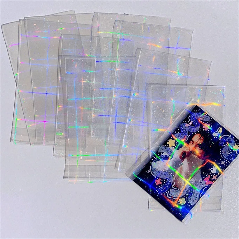 10pcs Kpop Postcard Protector Laser Photo Albums Sleeves For Women Men ID Credit Card Holder PVC Transparent Business Card Bag