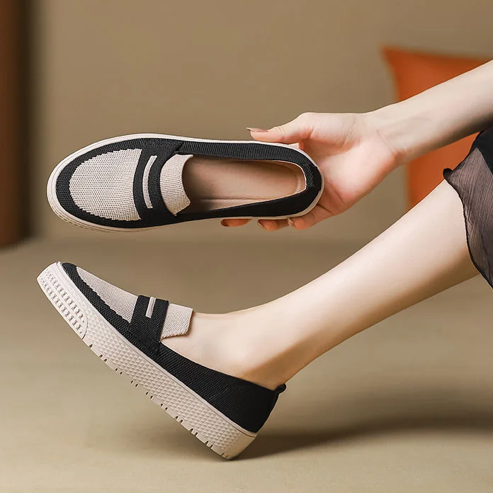 Single-Layer Shoes Knitted Woven Shoes Flying Woven Flat Slip-On Loafers For Women Radinnoo.com