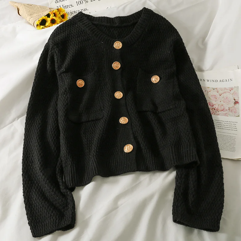 Toloer Women Knitted Cardigan Long Sleeve O Neck Single Breasted Loose Sweater Autumn Winter Korean Casual Knit Outerwear