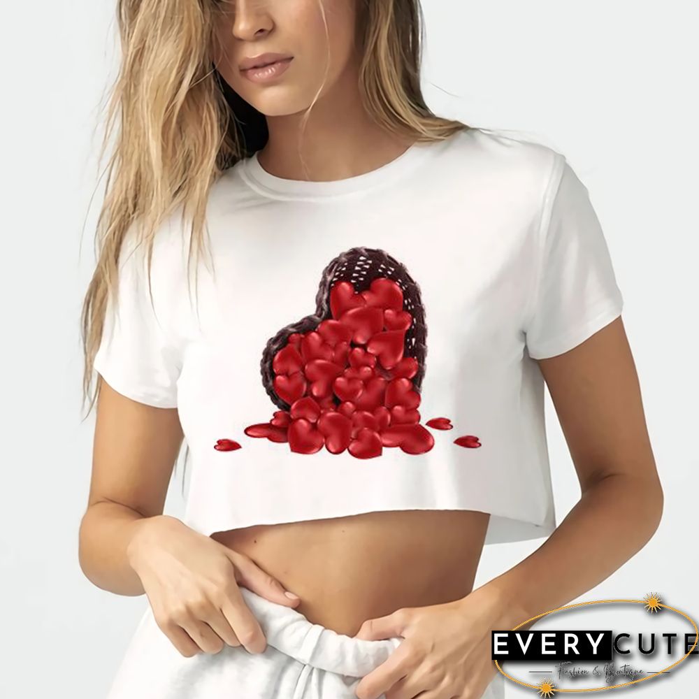 Love You Kiss Me Print Women T-shirt Kawail Crop Tops Sexy Short T Shirt For Women Graphic Tees Female Aesthetic Harajuku