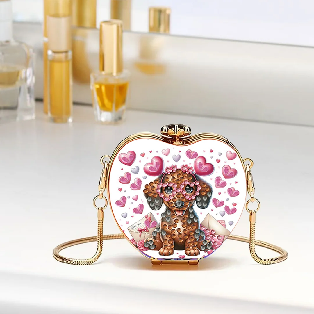 Dachshund DIY Acrylic Love Art Diamond Painting Coin Purse with Chain for Women