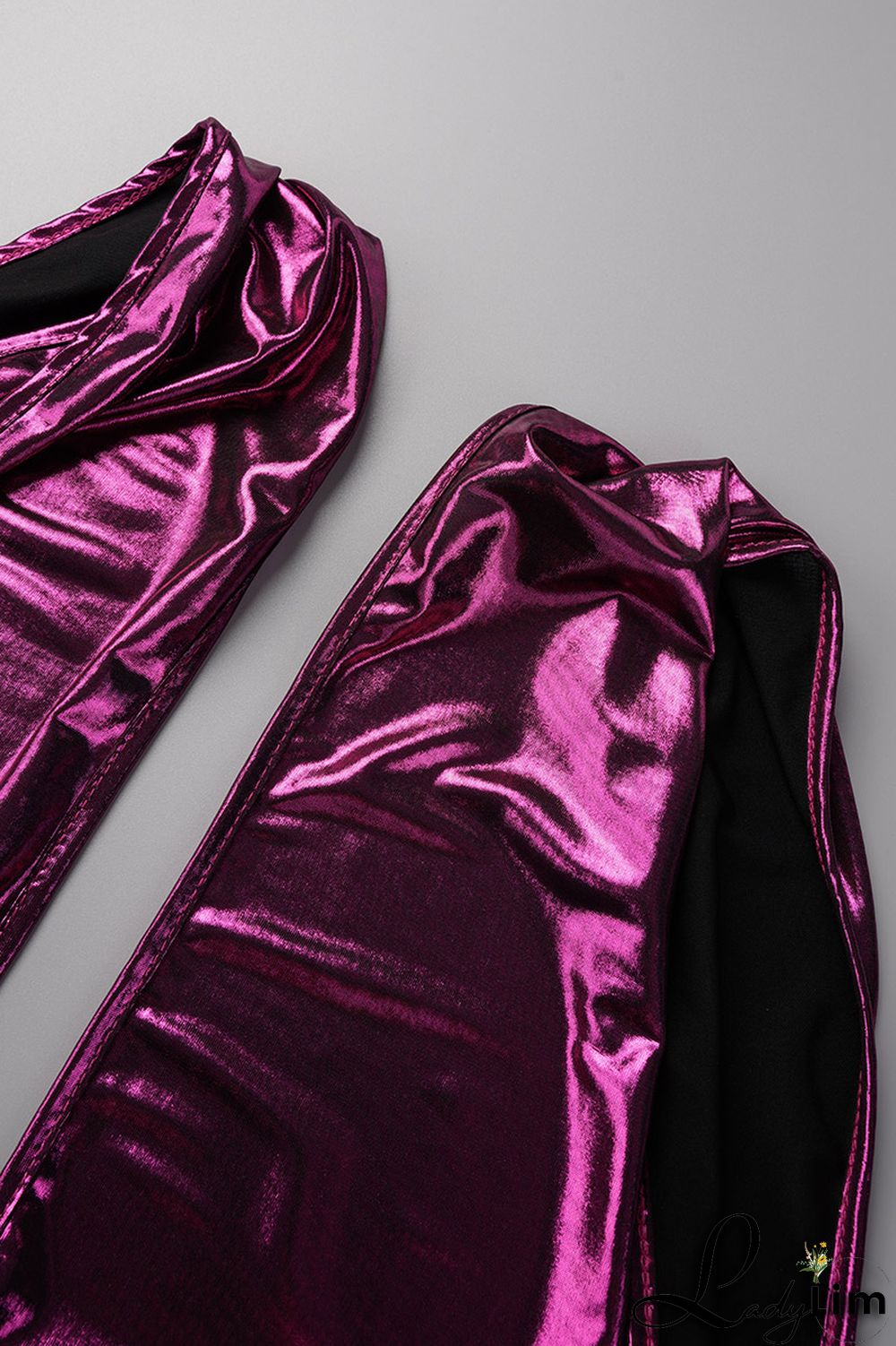 Fuchsia Sexy Solid Patchwork Backless Halter Skinny Jumpsuits