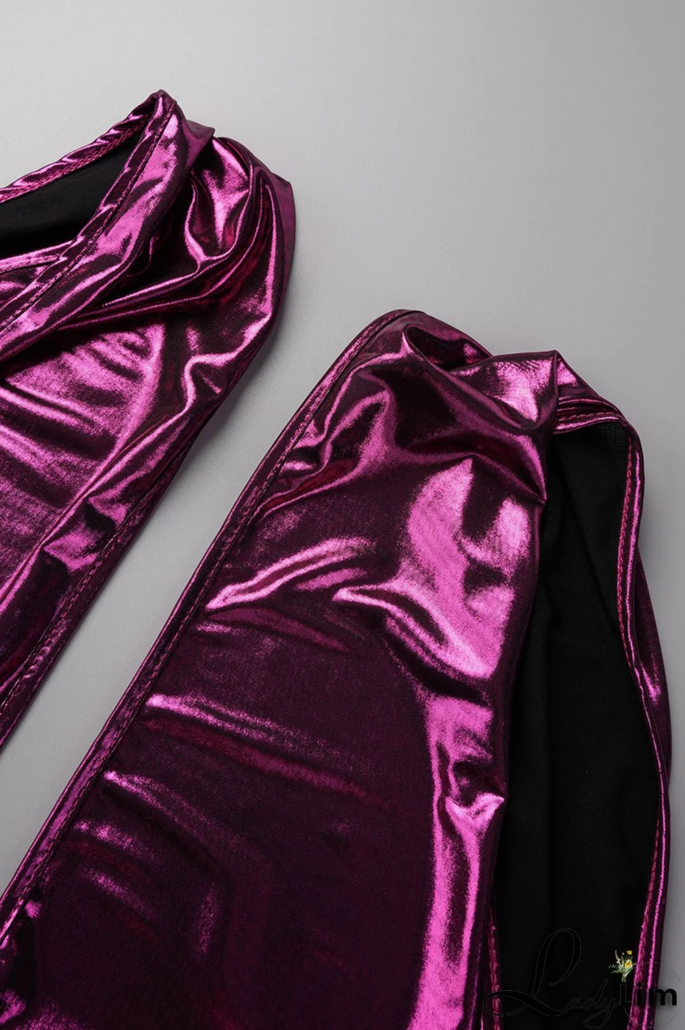 Fuchsia Sexy Solid Patchwork Backless Halter Skinny Jumpsuits