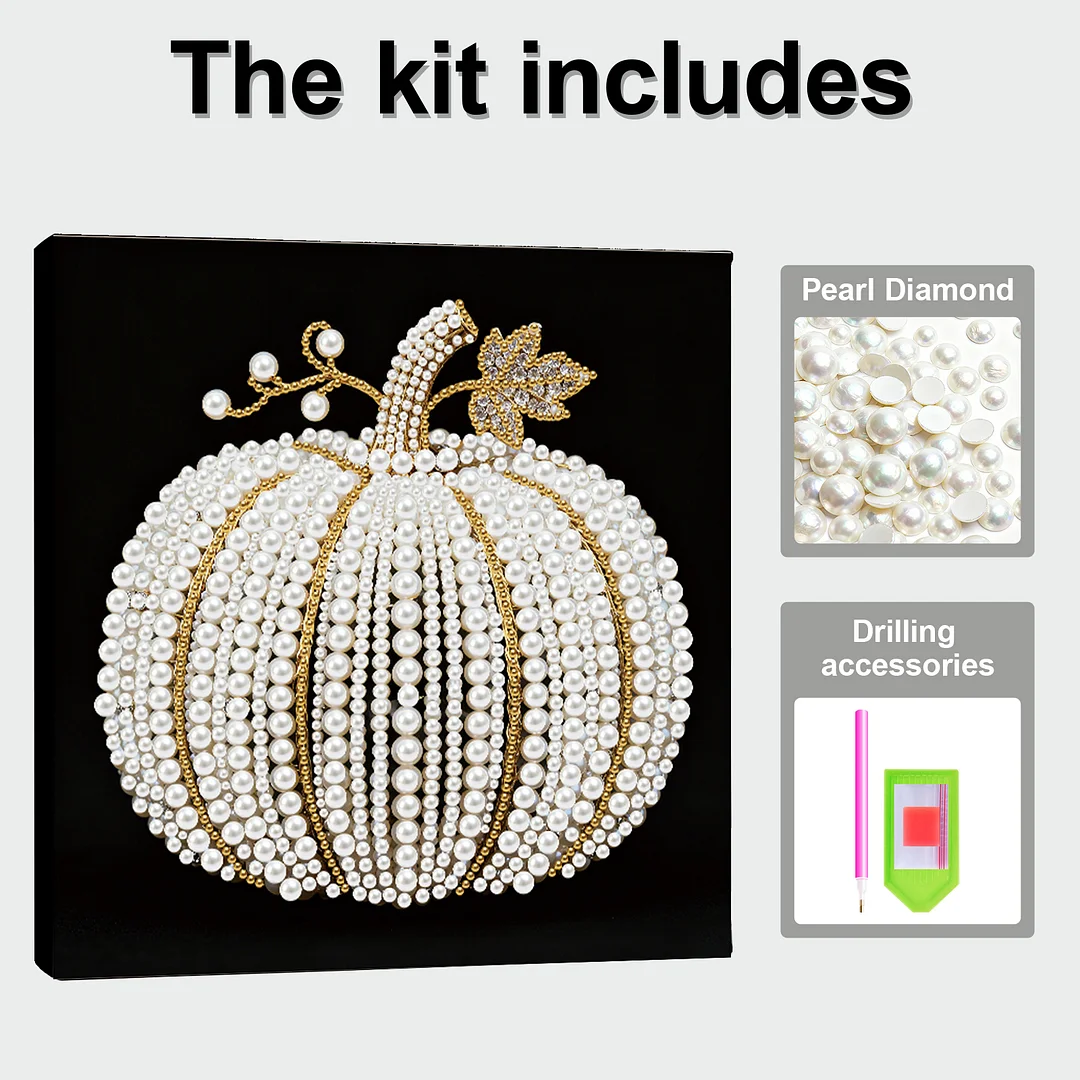 Pumpkin DIY Pearl Art Diamond Painting Kit for Adult Home Decor 25x25cm With Frame