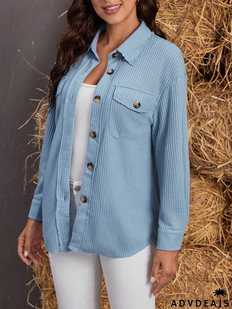 Flap Pocket Drop Shoulder Button Front Coat