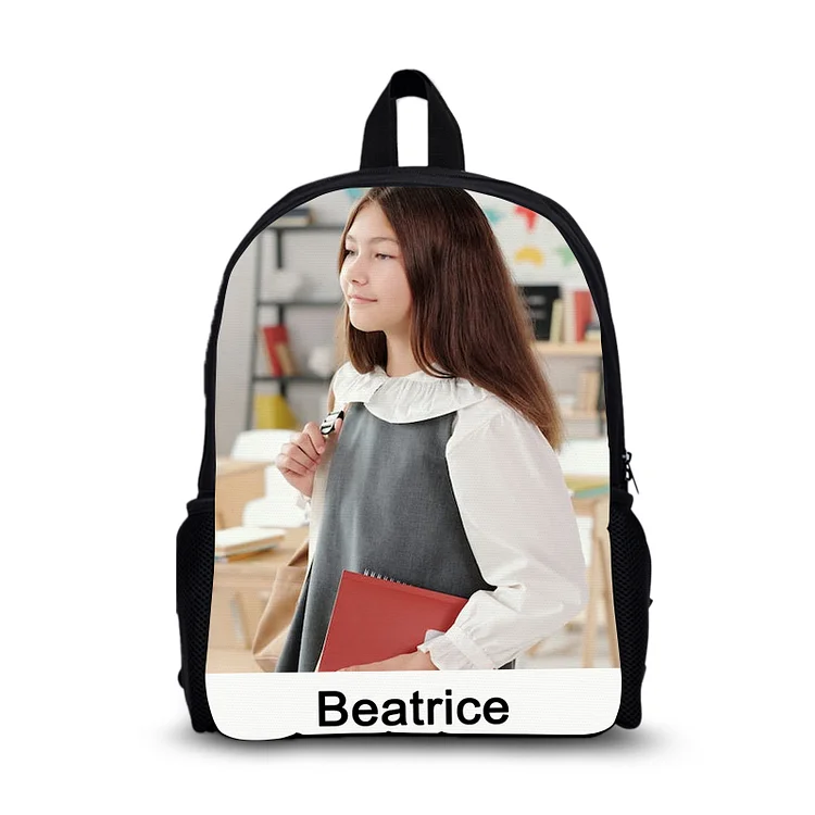 Personalized Photo School Bag Name Black Backpack, Customized Schoolbag Travel Bag For Kids