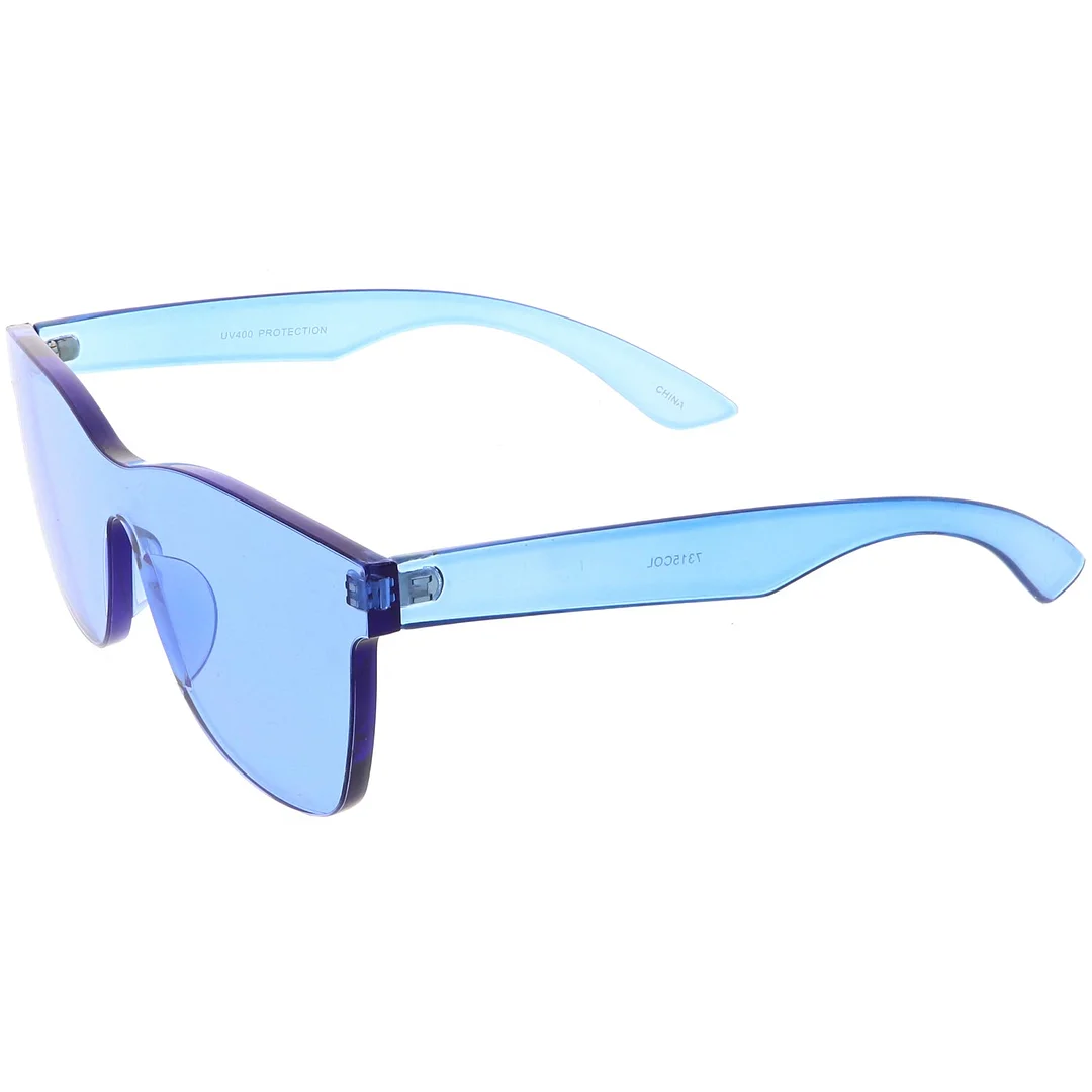 Rimless Horn Rimmed Mono Block glasses With Colorful One Piece PC Lens 68mm