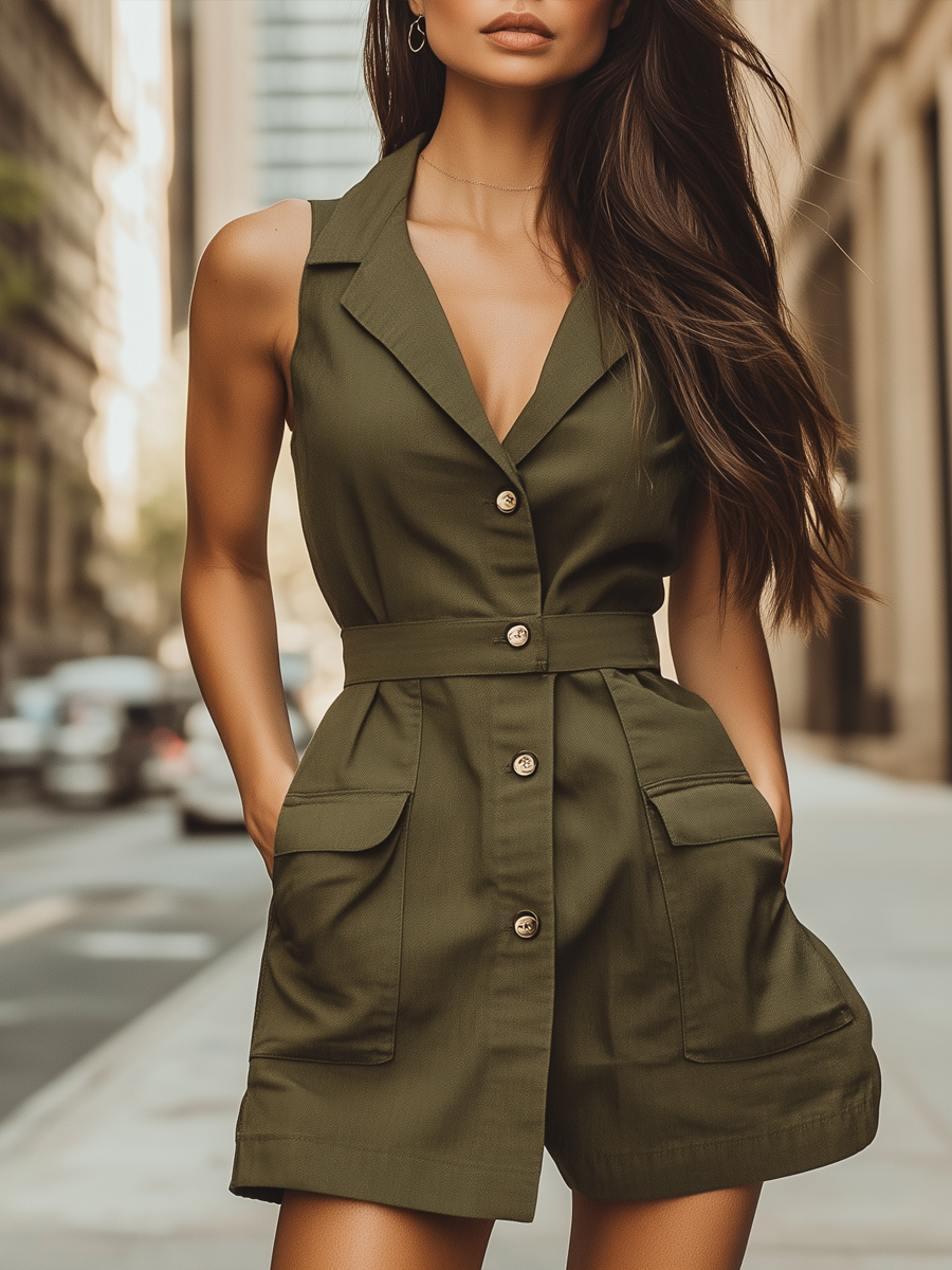 Exquisite Button Workwear With A Waist Cinching Dress