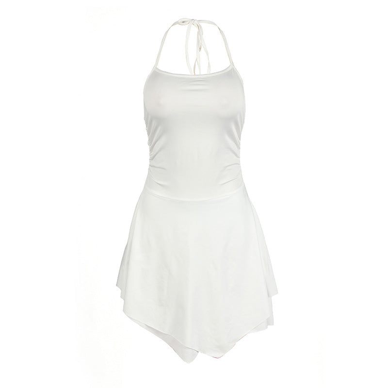 Aiertu y2k outfits Summer Solid Color Sleeveless Halter Thin Strap Tube Top Slim Irregular Female Dress aiertu