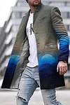 Blue And Gray Gradient Moon Print Coat