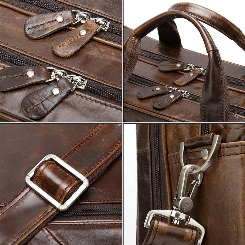 Business Large Capacity Laptop Leather Briefcase Handbag