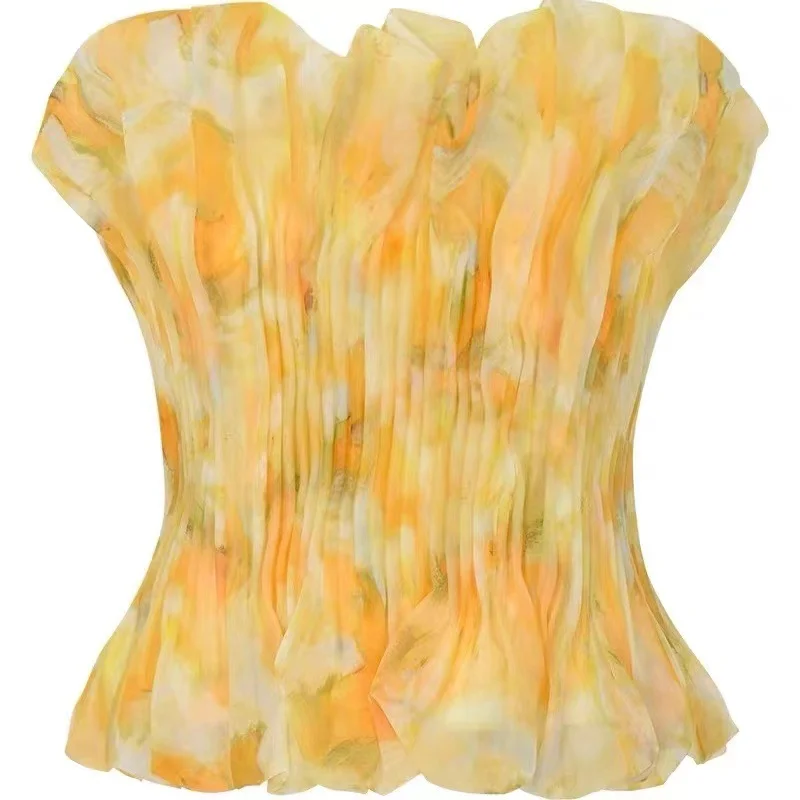 Zingj Sweet Wind Top 2025 Spring New Fresh And Comfortable Casual Fashion With A Word Shoulder Wood Ear To Wipe The Breast