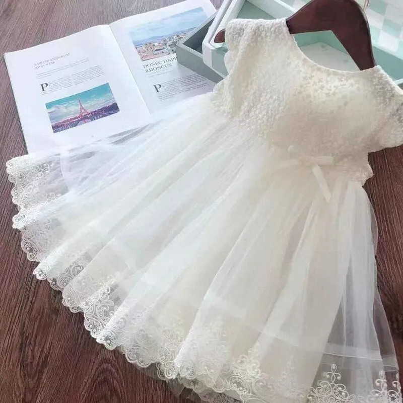 Elegant Flower Girls Dress Wedding Party Princess Dress Casual Kids Clothes Lace Long Sleeves Dress Children's Vestidos For 3-8T