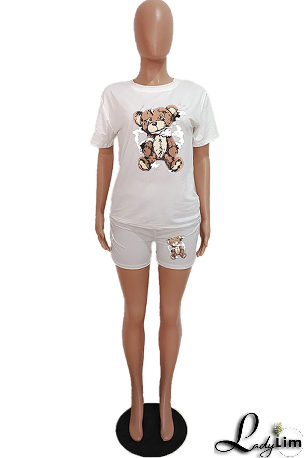 Purple Casual Print Patchwork O Neck Short Sleeve Two Pieces