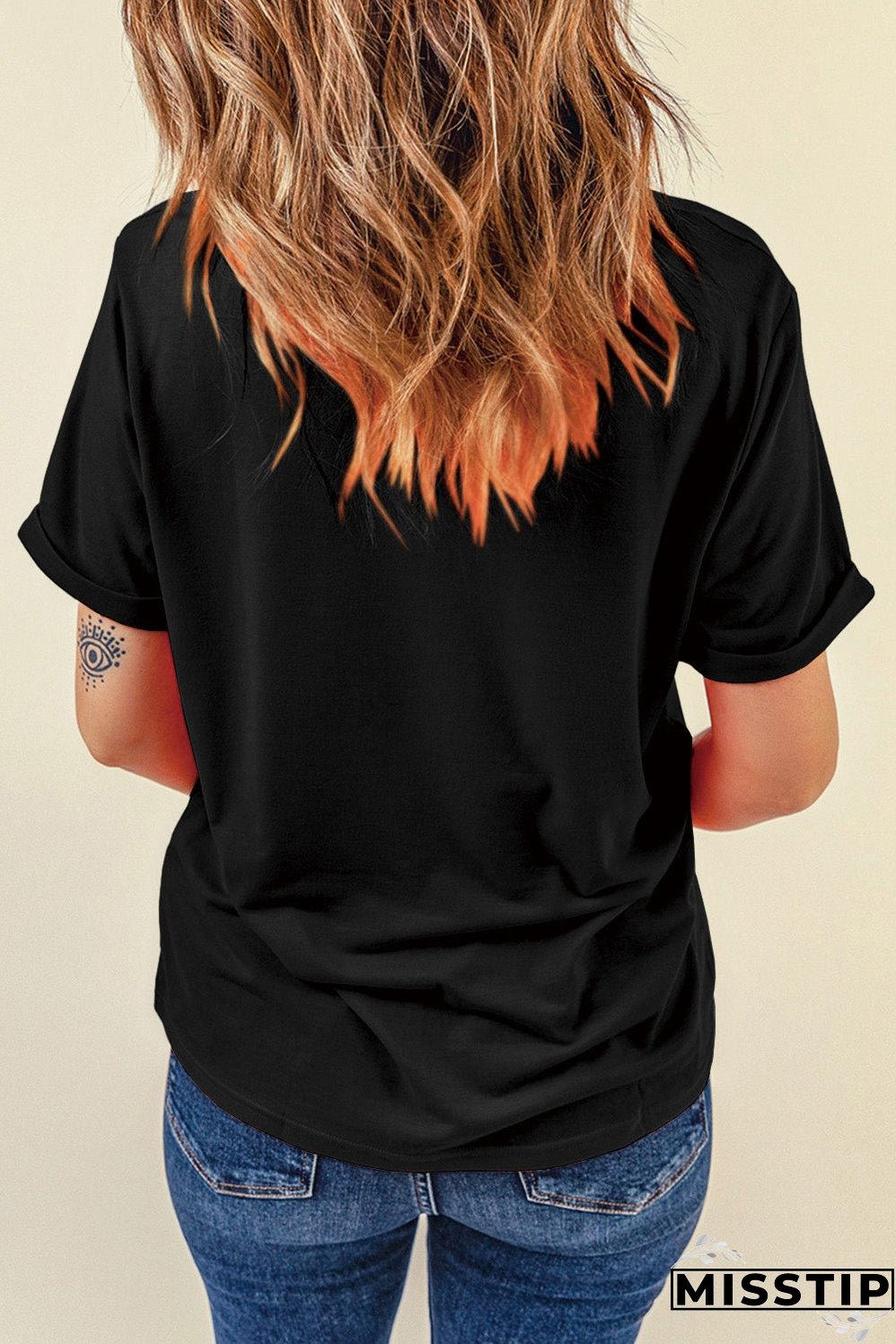 Stars and Stripes Heart Round Neck Short Sleeve T-Shirt