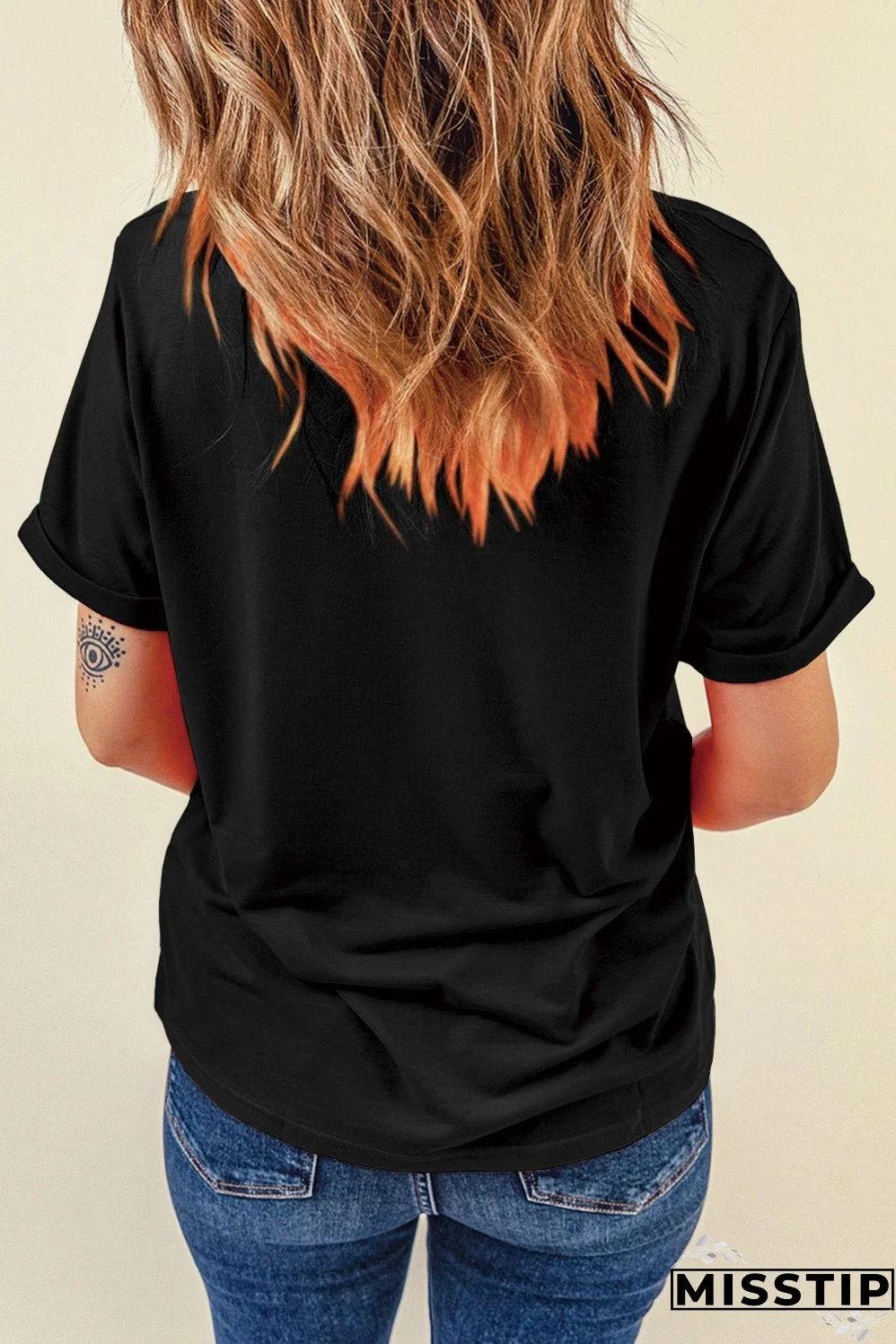 Stars and Stripes Heart Round Neck Short Sleeve T-Shirt