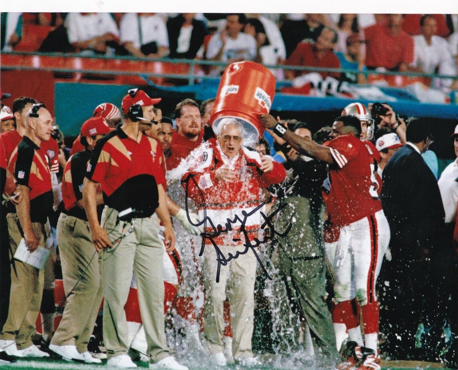 GEORGE SEIFERT SAN FRANCISCO 49ERS ACTION SIGNED 8x10