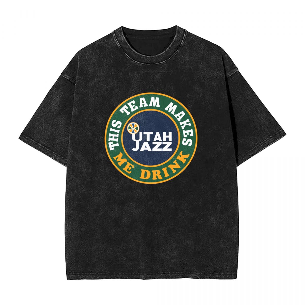 Utah Jazz This Team Makes Me Drink Printed Vintage Men's Oversized T-Shirt