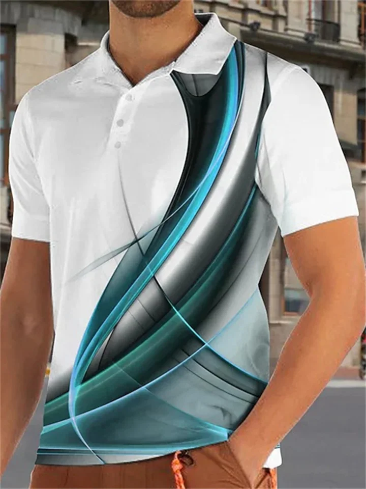 Men's Collar Polo Shirt Golf Shirt Gradient Turndown Green Blue Pink White Black 3D Print Casual Daily Short Sleeve Button-Down Print Clothing Apparel Fashion Designer Casual Breathable / Sports-Cosfine
