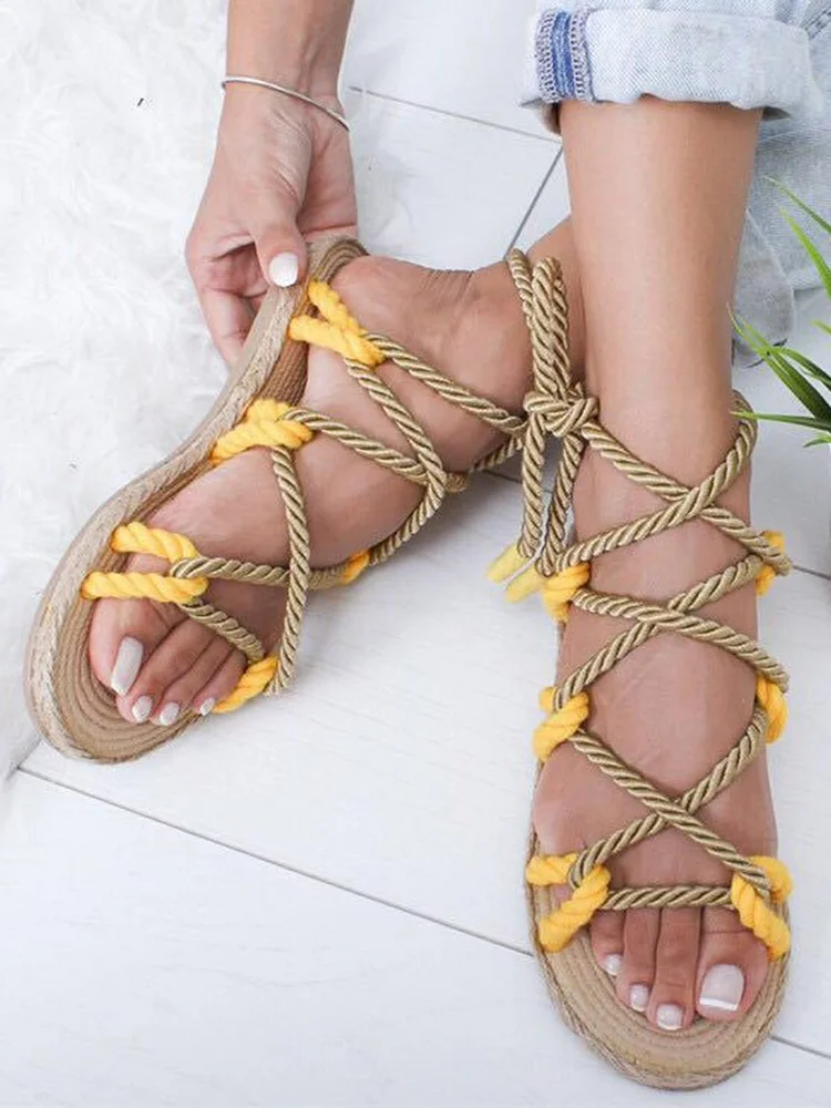 Vintage Rope Ankle Strap Sandals F3972
