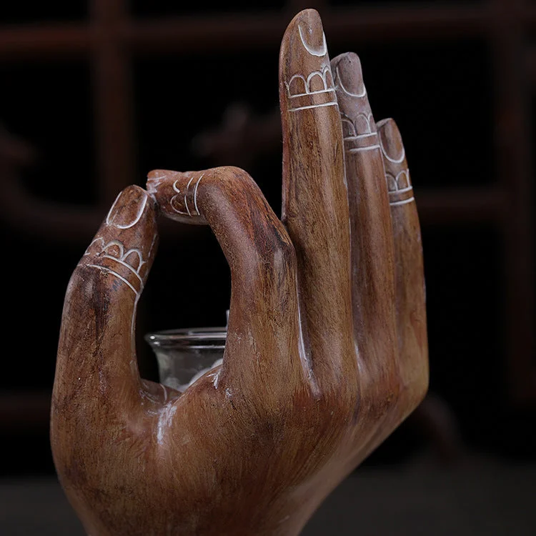 Tea Light Candle Holders Meditation Decor Buddha Hand Candle Holder Zen Spiritual Sculpture