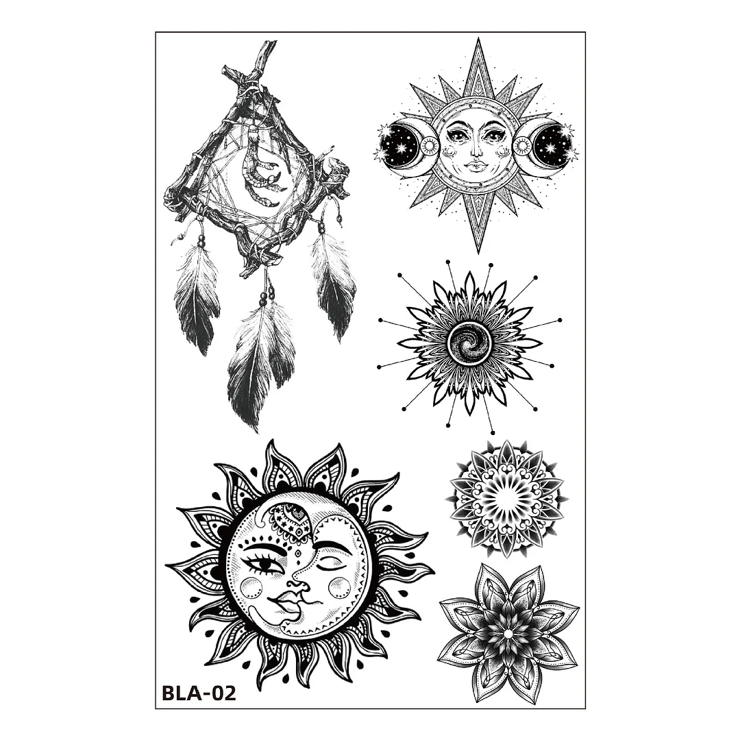 Women Waterproof Temporary Tattoo Sticker Mandala Flower Tatoo Elephant Feather Body Art Water Transfer Clavicle Temporary Tatto