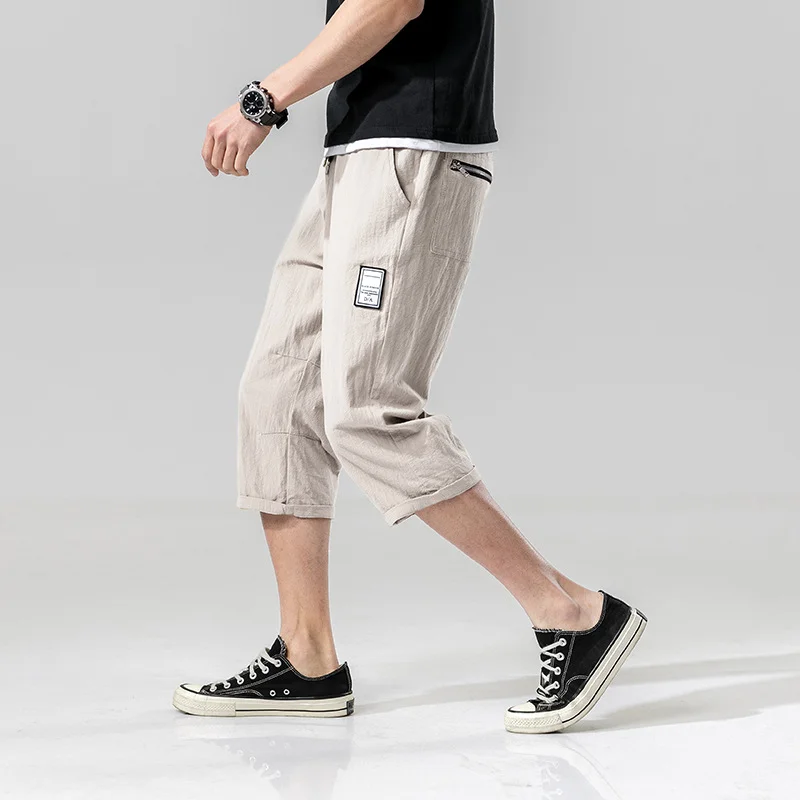 Linen Breathable Casual Cropped Trousers