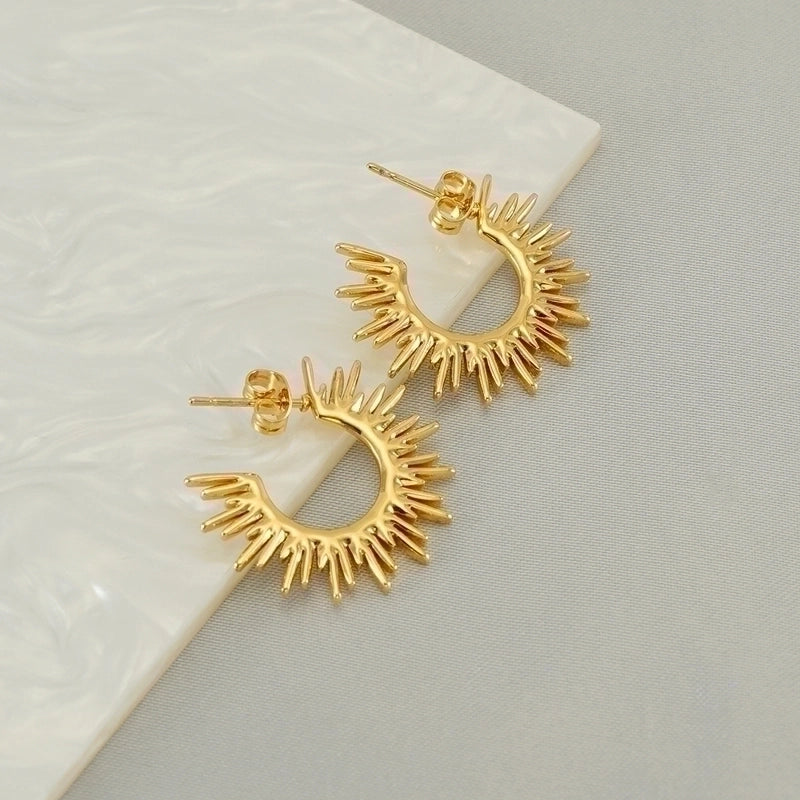 1 Pair Elegant Solid Color Plating Stainless Steel Titanium Steel 18K Gold Plated Ear Studs