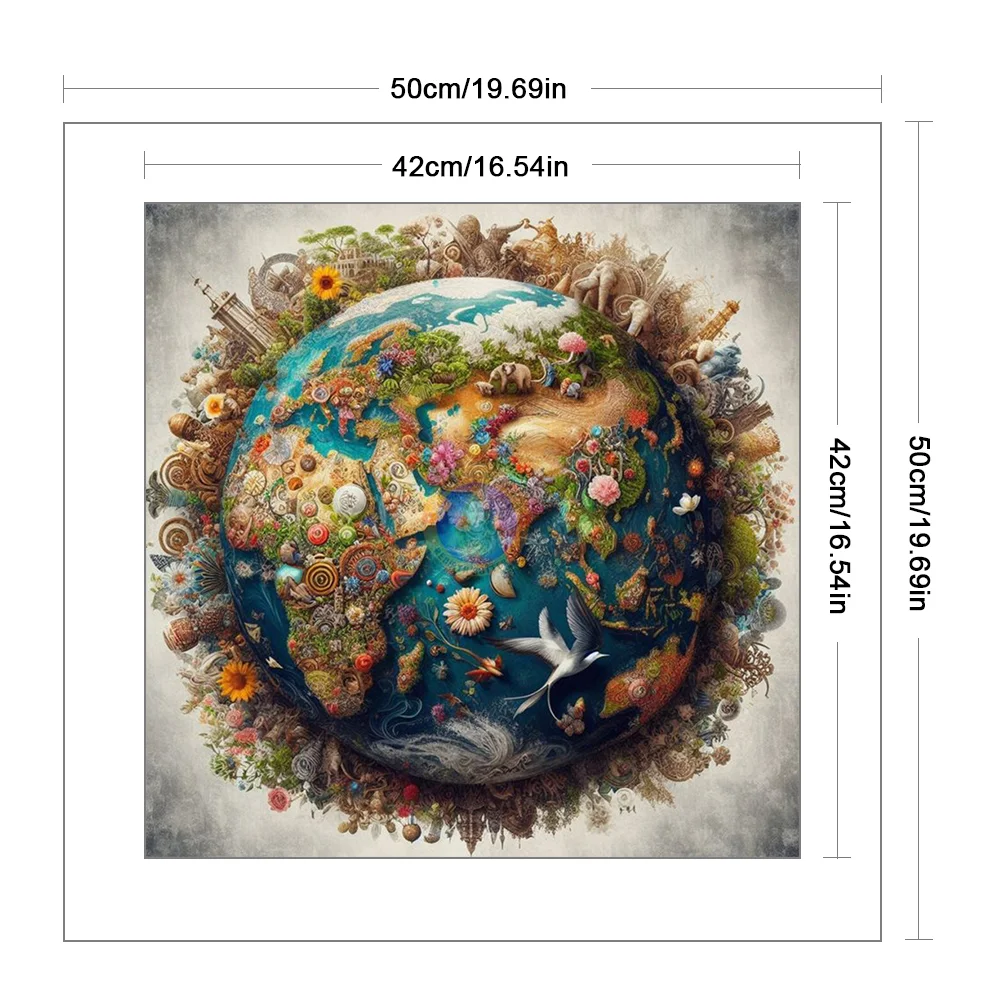 14CT Full Stamped Cross Stitch - Earth(Canvas|50*50CM)