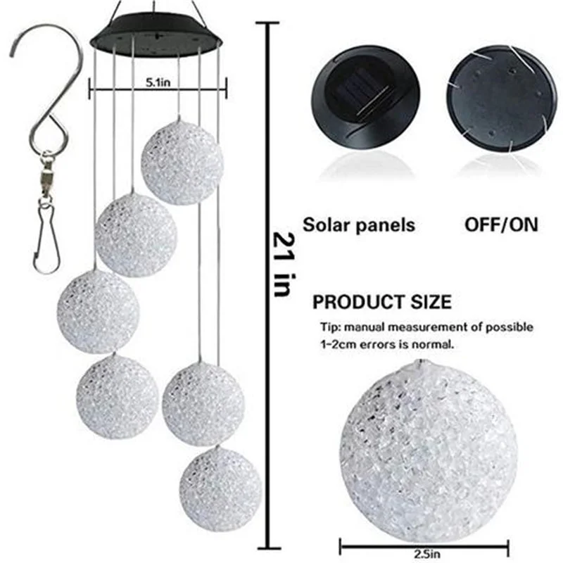 Solar Powered Color Changing Crystal Ball Wind Chime