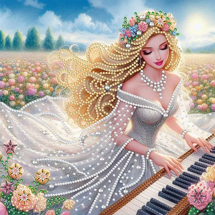 Lady Playing Piano 30*30cm(canvas) Special Shaped Drill Diamond Painting(With Gift Box) gbfke
