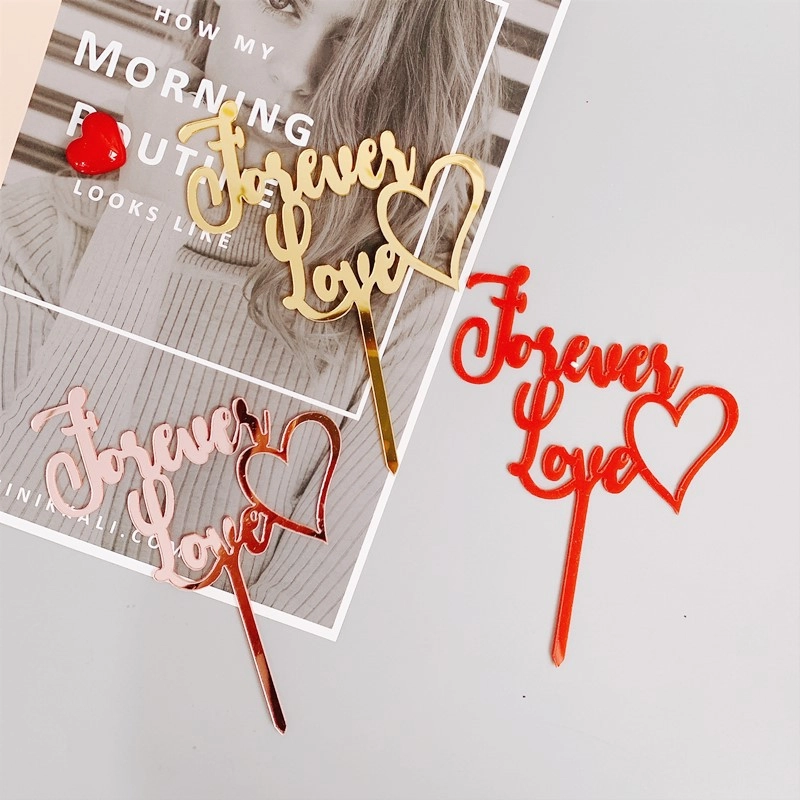 2 Pieces Valentine’S Day Elegant Lady Minimalist Letter Arylic Holiday Daily Selfie Cake Decorating Supplies Party Supplies Cake Decorating Supplies 1 Piece