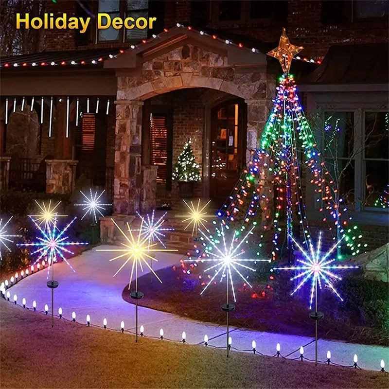 Tegooe Solar Powered Garden Starburst Lights - Outdoor Decorative Cluster Lamp