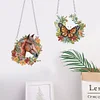 (US Local)2Pcs Special Shaped Wreath Butterfly Horse Diamond Painting Hanging Decor Craft Kit
