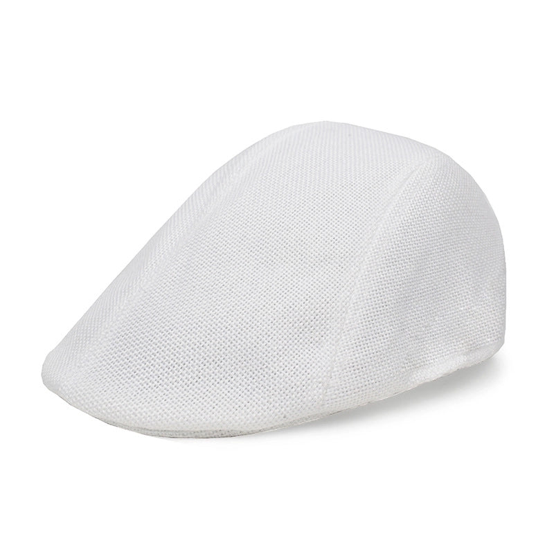 Men’s Retro British Style Solid Color Curved Eaves Beret Hat