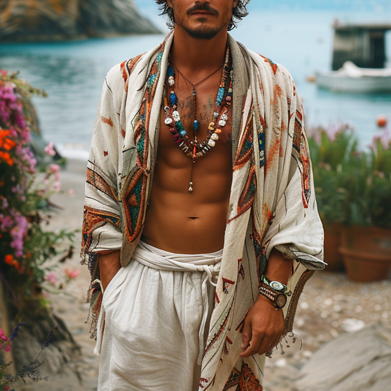 Mens Resort N Town Vacation Kimono