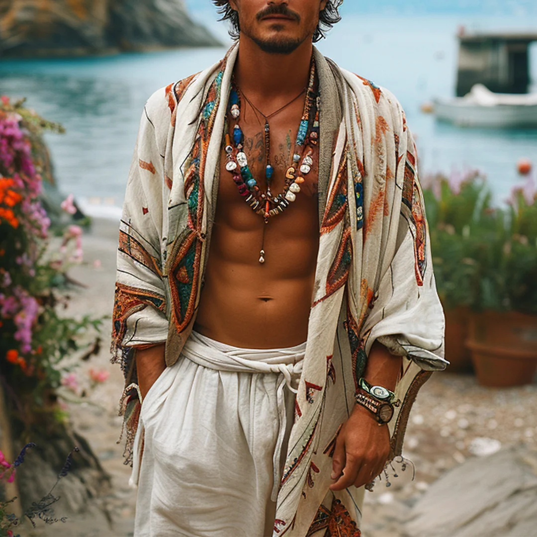 Mens Resort N Town Vacation Kimono