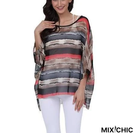 Plus Size Women Chiffon Blouse Shirt Batwing Sleeve Tops Blouses