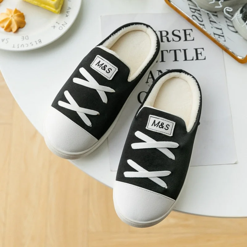 Comemore Man Women Winter Home Warm Cotton Slippers Couple Bedroom Indoor Sneakers New Woman Fluffy Slides Plush House Shoes 202