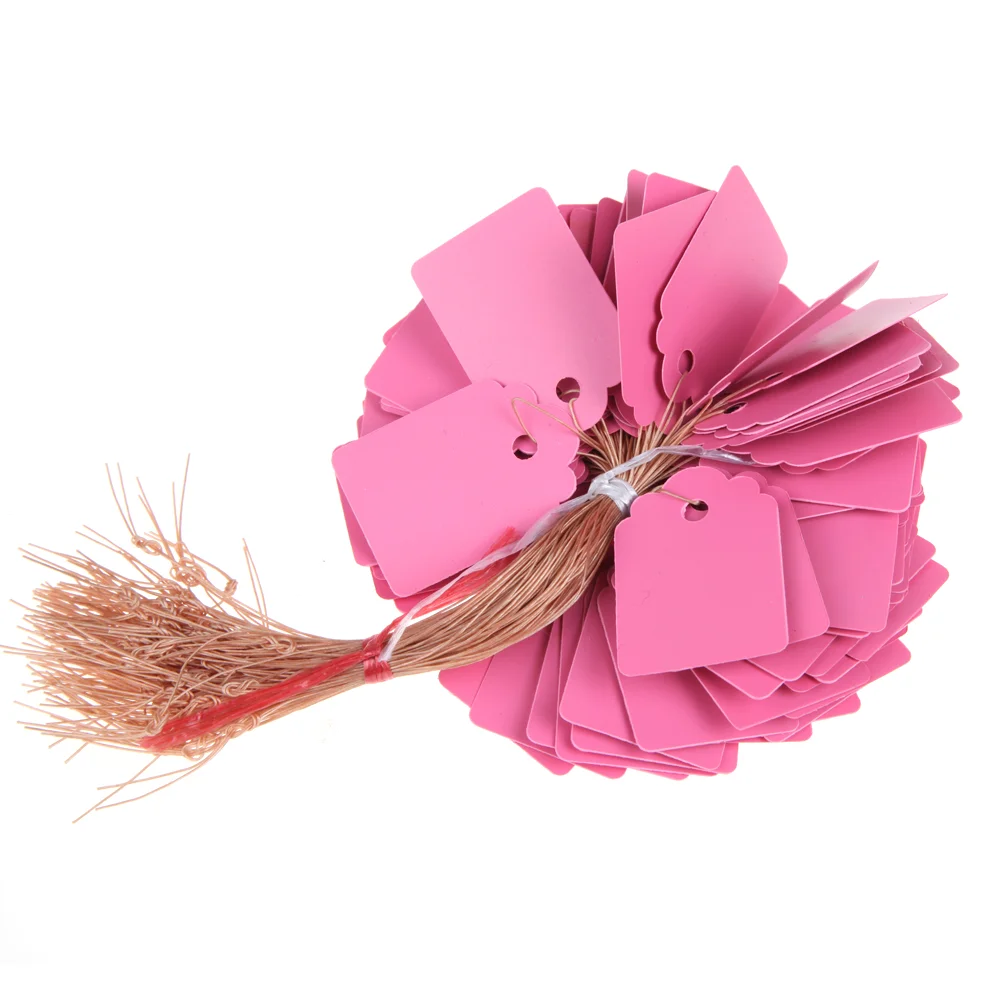 100Pcs T-type Plastic Nursery Garden Plant Label Flower Tag Mark(Pink)