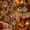4PCS DIY Christmas Pearl Diamond Painting Acrylic Ornaments with Lights, Pearl & Special Shaped Diamond Wreath Hanging Decorations,Christmas Tree Ornament Kit