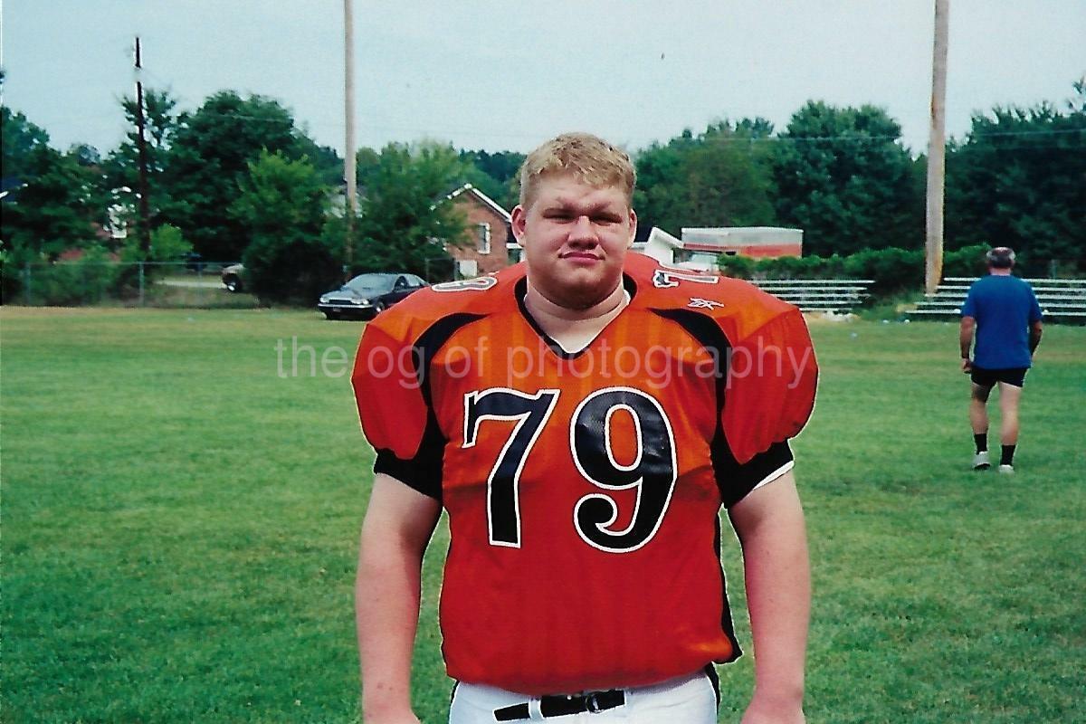 FOOTBALL BOY Young Man FOUND Photo Poster painting Original USA Color Portrait VINTAGE 06 25 M