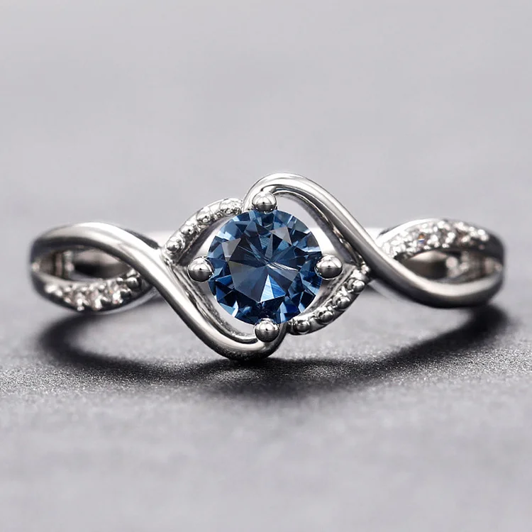 Olivenorma Wave Shaped Blue Alexandrite Engagement Ring