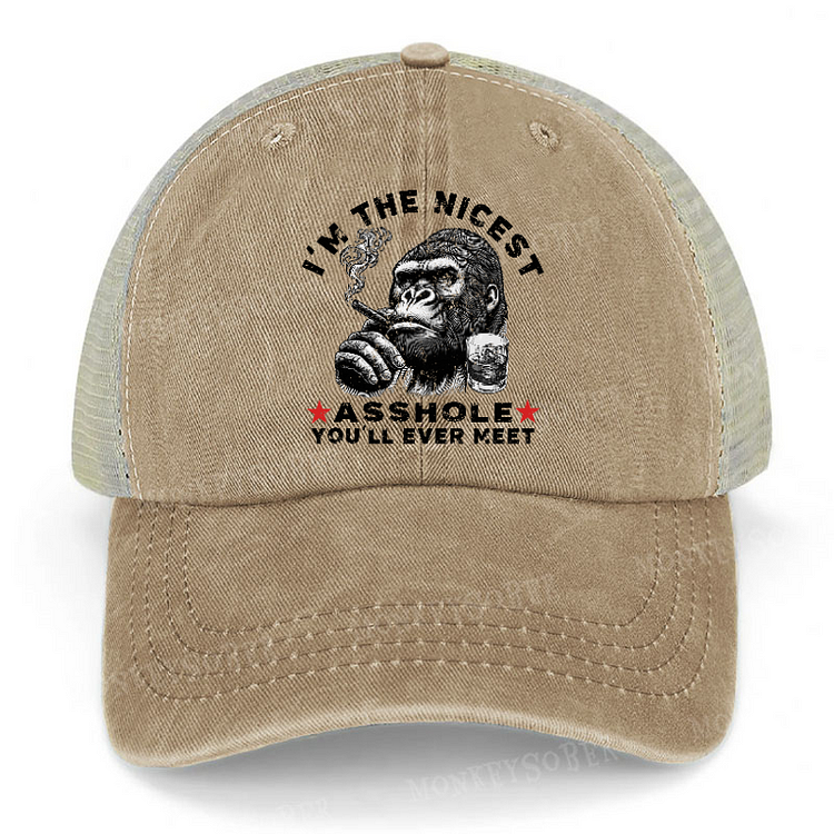 I'm The Nicest Asshole You'll Ever Meet Funny Men's Trucker Cap