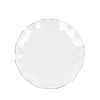 10 Pack | 6" Clear Hard Plastic Dessert Plates with Gold Ruffled Rim, Heavy Duty Disposable Salad Appetizer Dinnerware