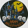 Halloween Haunted House-11CT Stamped Cross Stitch 24*24cm/9.45*9.45in
