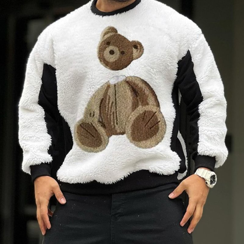 Cashmere Stitching Crew Neck Sweatshirt