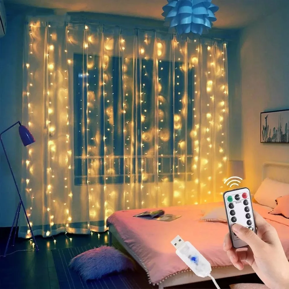 Christmas Gift 2/3m LED Fairy Lights Garland Curtain Lamp Remote Control USB String Lights 2021 New Year Christmas Bedroom Home Decor Lighting