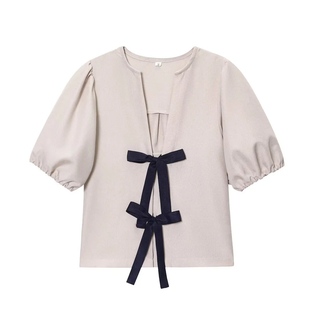 Nigikala Nigikala Spring New Women's Street Fashion Cotton Bow Tie With Striped Hoodie 1165057